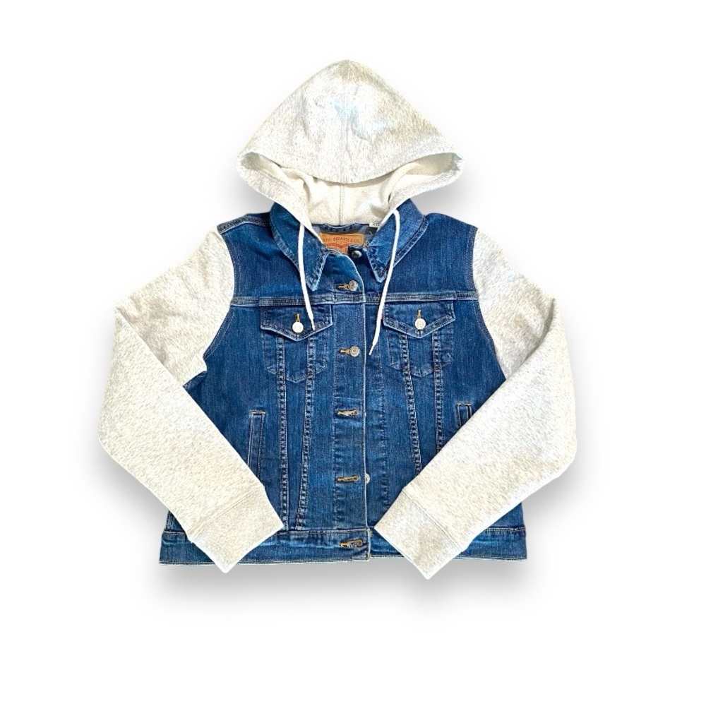 Vintage LEVI STRAUSS Denim Long Sleeve Hooded Button Jean Jacket